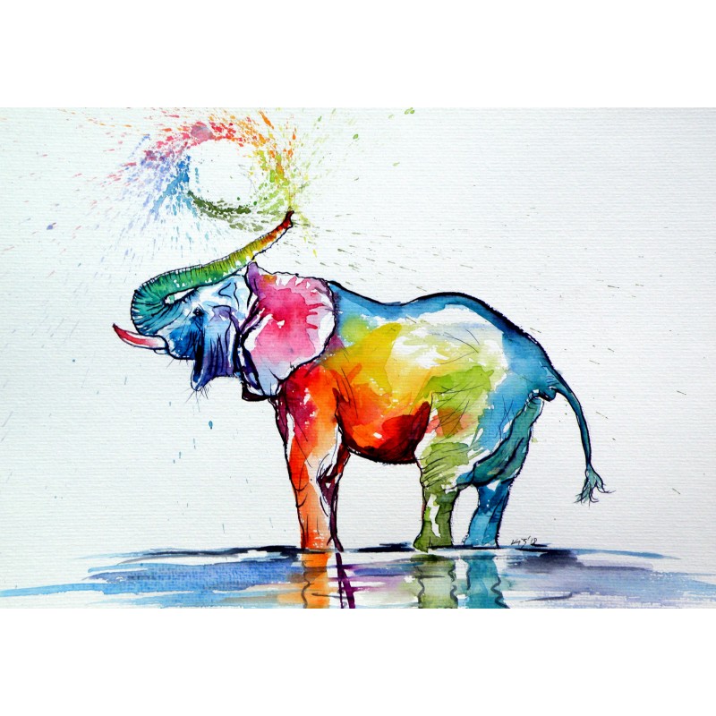 Colorful elephant playing